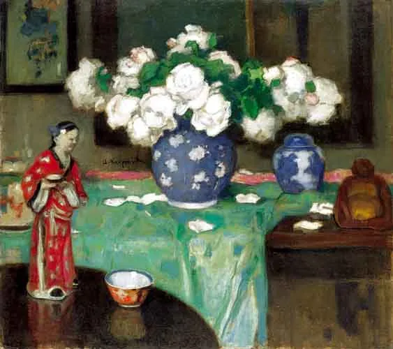 Alfons Karpiński, Białe róże i japońska figurka