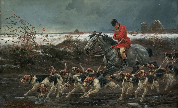 Wojciech Kossak, POLOWANIE W ŚNIEŻNEJ ZAMIECI, 1888