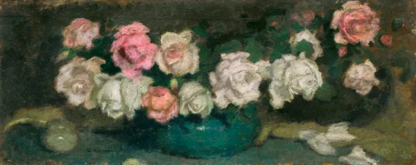 Alfons Karpiński, BIAŁE I RÓŻOWE RÓŻE W ZIELONYM WAZONIE