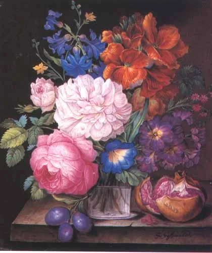 Friedrich Gesswald, Bukiet kwiatów w szklanym wazonie