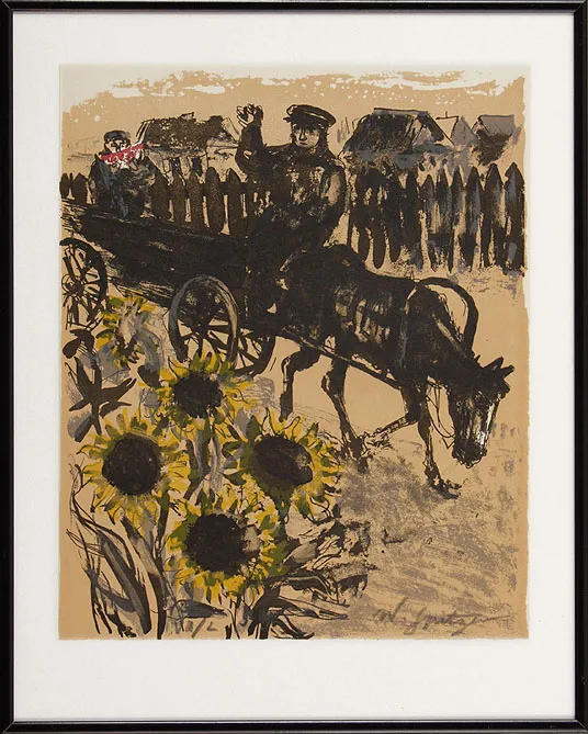 Walter  Spitzer, Zaprzęg konny na tle wsi