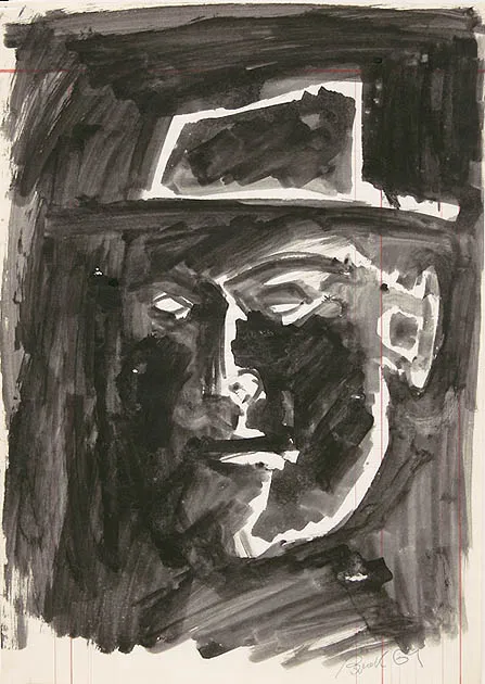 Jerzy Panek, Autoportret w kapeluszu, 1964