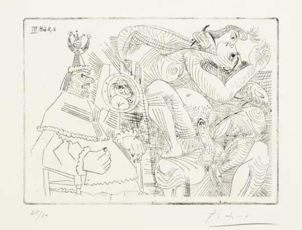 Pablo Picasso, NR 307 Z CYKLU 347 GRAFIK, 1968