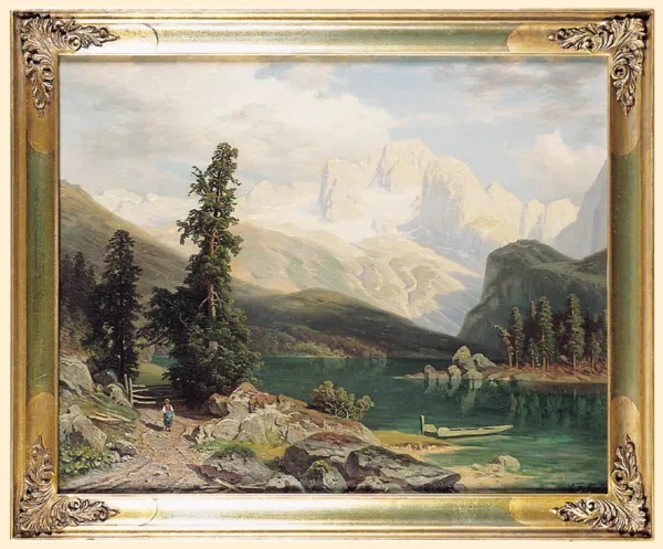 Wilhelm Theodor Nocken, PEJZAŻ GÓRSKI Z JEZIOREM I OŚNIEŻONYMI SZCZYTAMI
