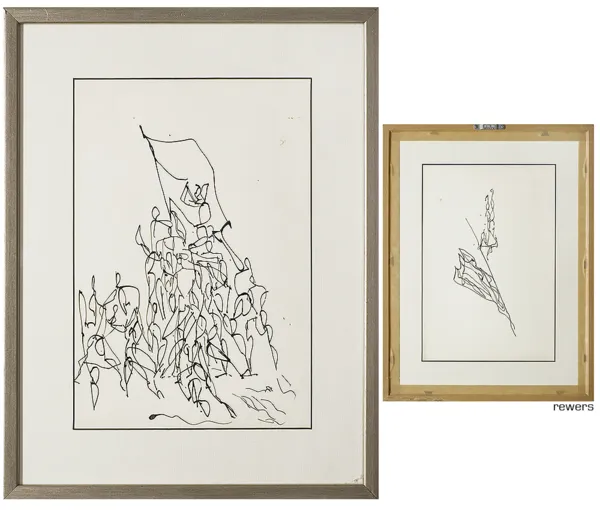 Roman Opałka, Szkic ilustracji, rys. dwustronny, 1957 