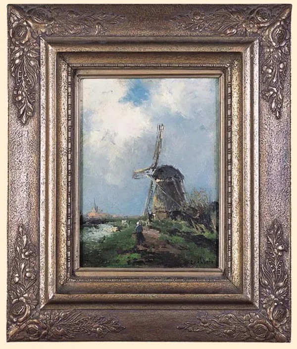 Jan van der Linde, PEJZAŻ HOLENDERSKI Z WIATRAKIEM