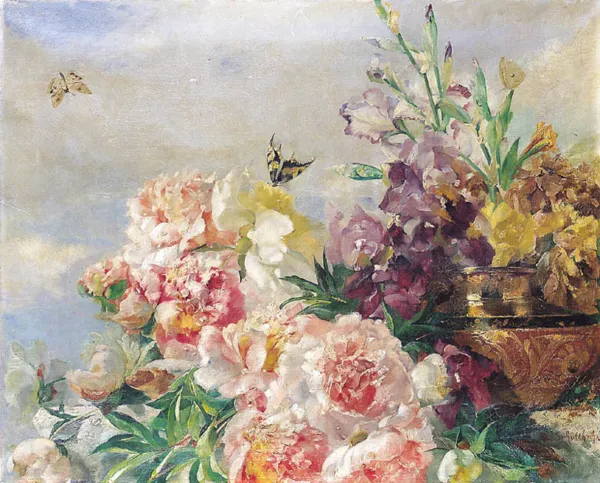 Natalia Schultheiss, KWIATY I MOTYLE, ok. 1930