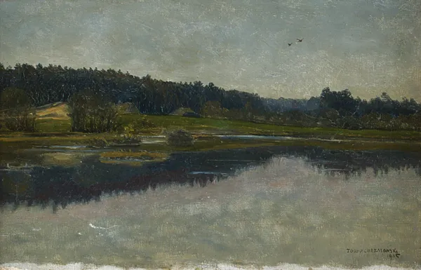 Józef Chełmoński, KRAJOBRAZ Z JEZIOREM, 1905
