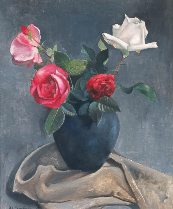 Willy Jaeckel, Róże w błękitnym wazonie, 1943