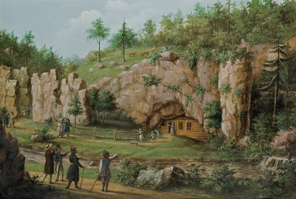 Teodor Baltazar  Stachowicz, SKAŁY I GROTA W MNIKOWIE, ok. 1860