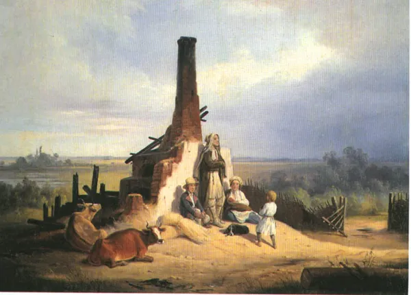 January Suchodolski, Pogorzelcy - chałupa spalona po wojnie