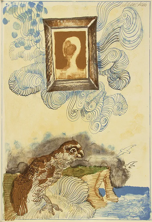 Jan Lebenstein, Kompozycja z ptakiem i portretem