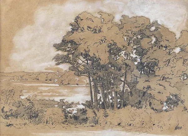 Władysław Aleksander Malecki, PEJZAŻ ZNAD CHIEMSEE, 1868 