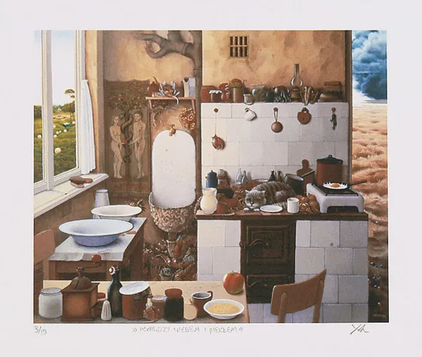 Jacek Yerka, Pomiędzy niebem i piekłem, 1989