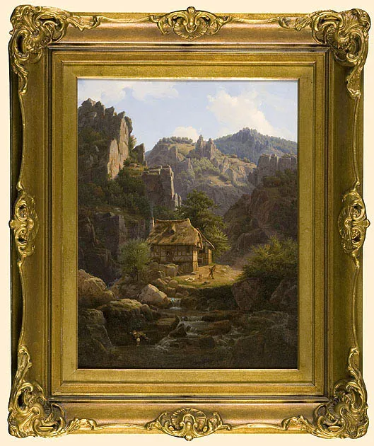 Christian Breslauer, Krajobraz górski z domem leśnika, 1834