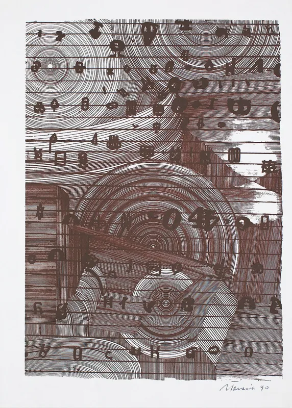 Jan Tarasin, Bez tytułu. Znaki i koła, 1990