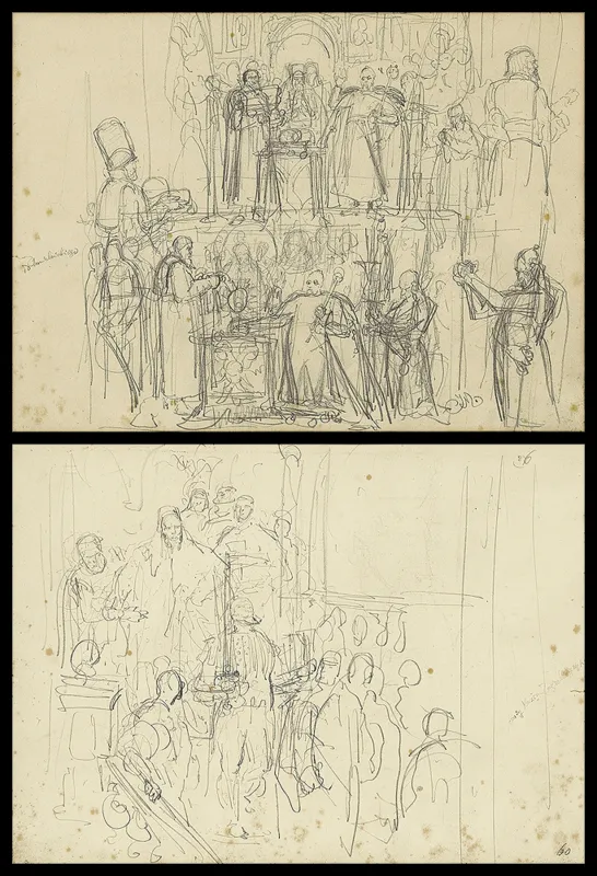 Jan Matejko, RYSUNEK DWUSTRONNY - szkice do obrazów