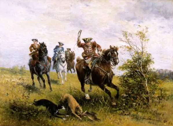 Jan Chełmiński, Gonitwa za zającem