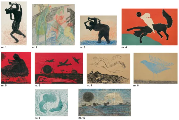 Władysław Hasior, DZIESIĘĆ RYSUNKÓW I SZKICÓW AKWARELĄ, 1955-1958