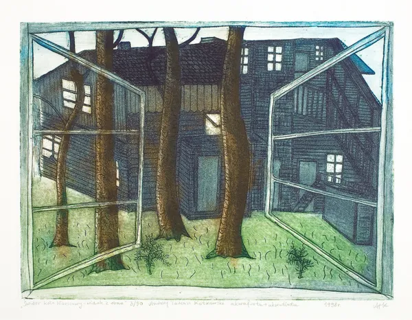 Andrzej Tadeusz  Kotkowski, Świder koło Warszawy - Widok z okna, 1998
