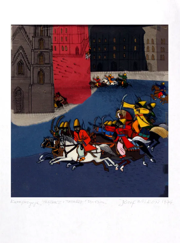 Józef Wilkoń, Trębacz i Tatarzy, 1974