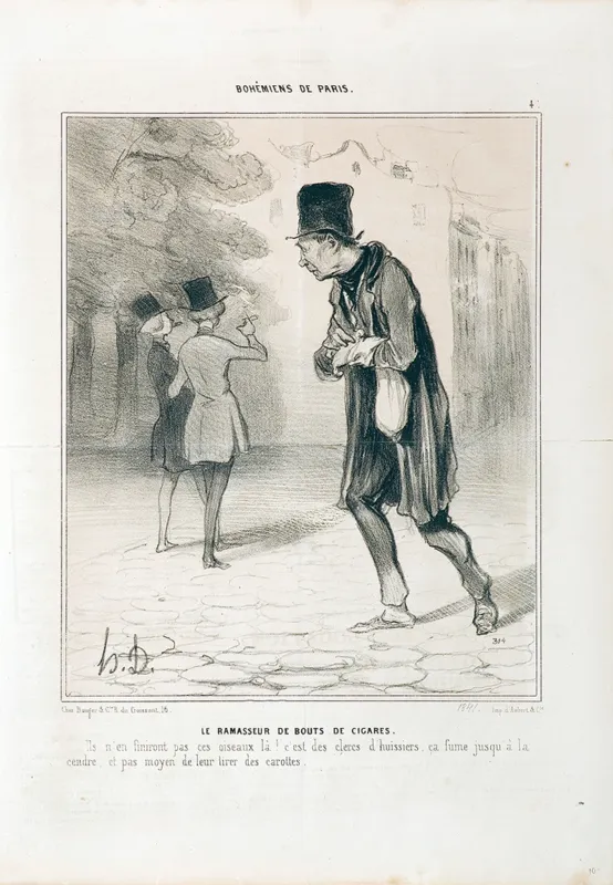 Honoré Daumier, ZBIERACZ NIEDOPAŁKÓW CYGAR, 1841