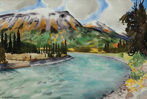 Rafał Malczewski, PEJZAŻ ZNAD RZEKI ATHABASCA, 1947
