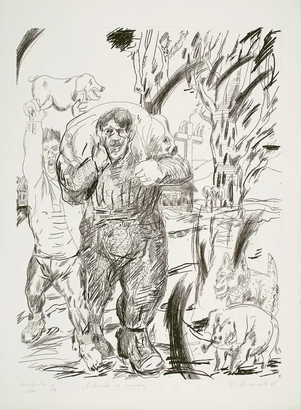 Edward Dwurnik, Człowiek ze świnią, 1985