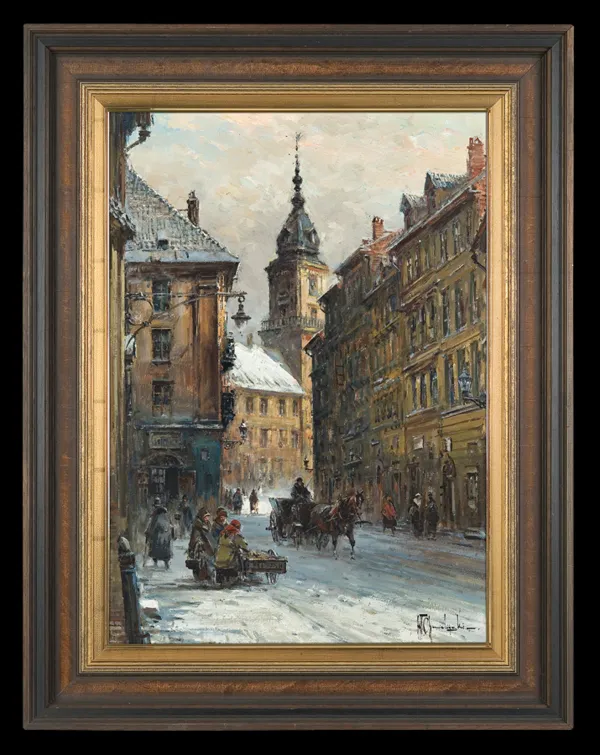 Władysław Chmieliński (Stachowicz), ZIMA W WARSZAWIE. ULICA ŚWIĘTOJAŃSKA ...