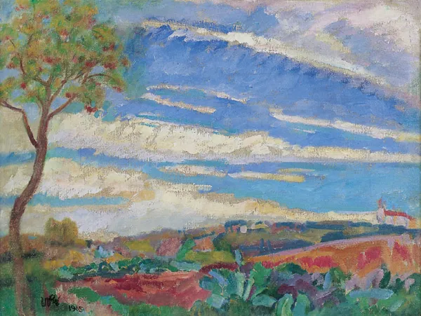 Wojciech Weiss, PEJZAŻ Z CZERWONYM DRZEWEM, 1905