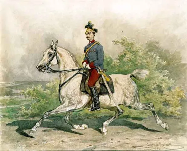 Juliusz Kossak, Konny portret oficera ułanów austriackich