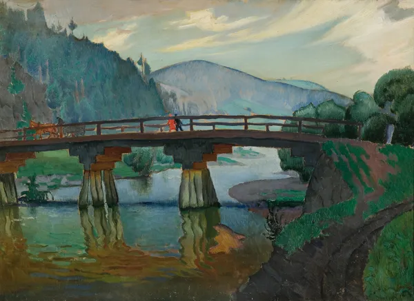 Ludwik  Leszko, PEJZAŻ GÓRSKI Z MOSTEM, 1929
