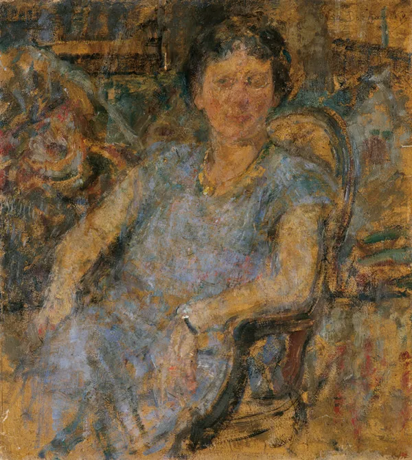 Olga Boznańska, Portret pani w niebieskiej sukni