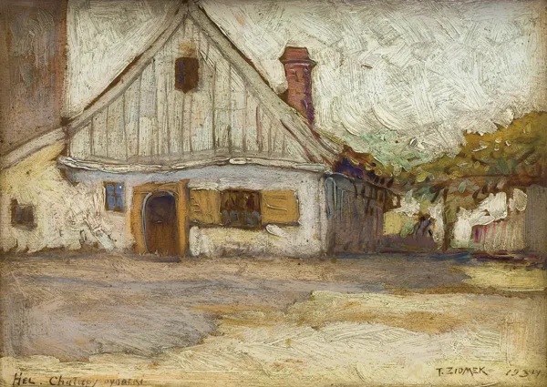 Teodor Ziomek, CHAŁUPY RYBACKIE NA HELU, 1934