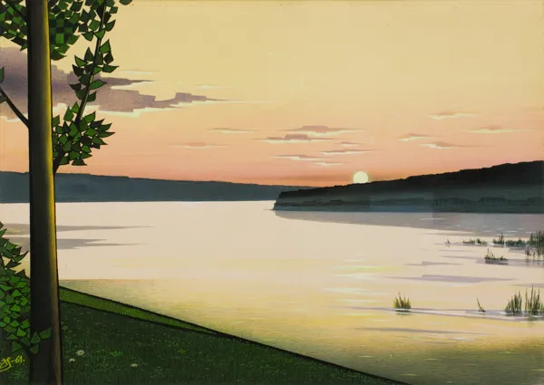 Jerzy Szelągowski, Pejzaż z jeziorem, 1961