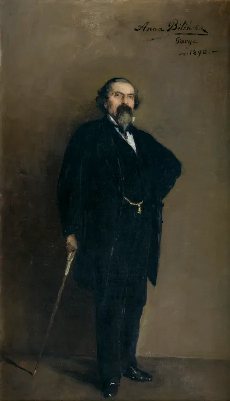 Anna Bilińska - Bohdanowiczowa, PORTRET MĘŻCZYZNY Z LASECZKĄ, 1890