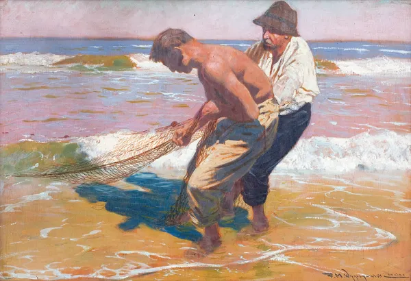 Feliks Michał Wygrzywalski, RYBACY CIĄGNĄCY SIECI, ok. 1930