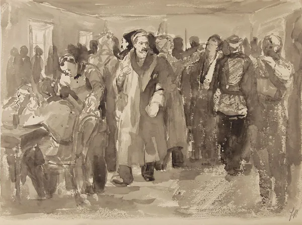 Juliusz Krajewski, Scena historyczna z Leninem [?], lata 50.