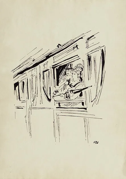 Antoni Uniechowski, Para w oknie pociągu (ilustracja)