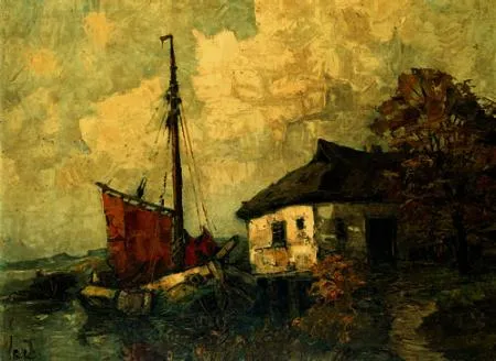 Rudolf Priebe, Łódź rybacka przy brzegu