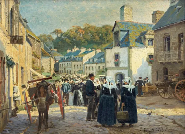 Émile  Schmidt-Wehrlin, TARG W BRETOŃSKIM MIASTECZKU, ok. 1910