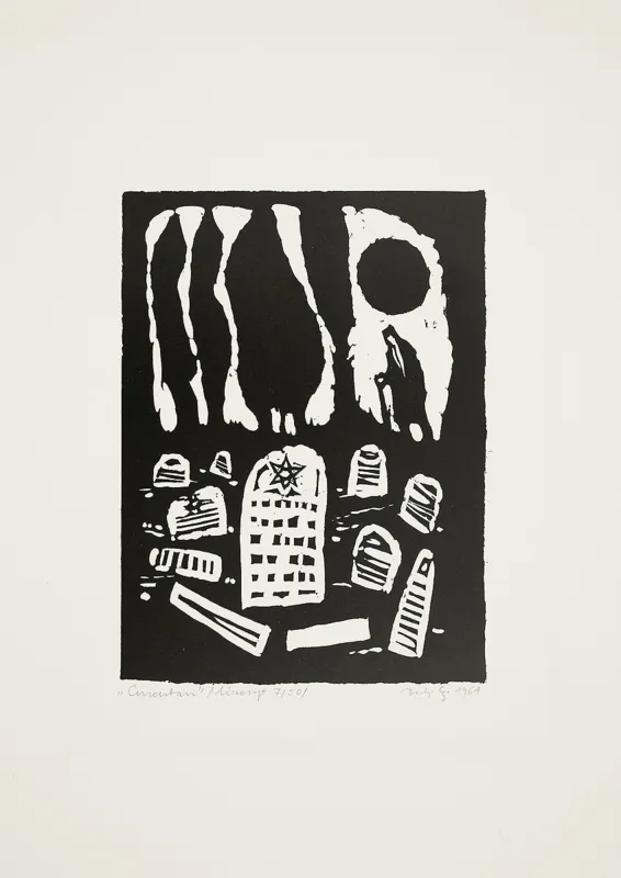 Jerzy Duda Gracz, Cmentarz, z cyklu Judaica, 1964