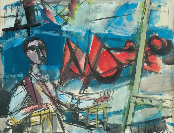 Zygmunt Menkes, W PRACOWNI ARTYSTY. MALARZ I MODELKA, po 1950