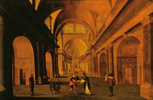 Hans (Jans) Juriaensz Van Baden, Wnętrze Świątyni z Dawidem i Achimelekiem, 1638