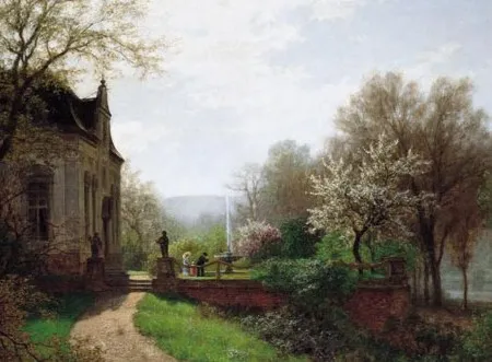 Hermann Pohle, Przy fontannie w parku, po 1870