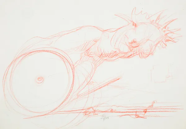 Franciszek Starowieyski, Akt pędzący na rydwanie, 1983