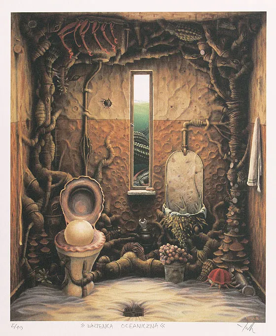 Jacek Yerka, Łazienka oceaniczna, 1995