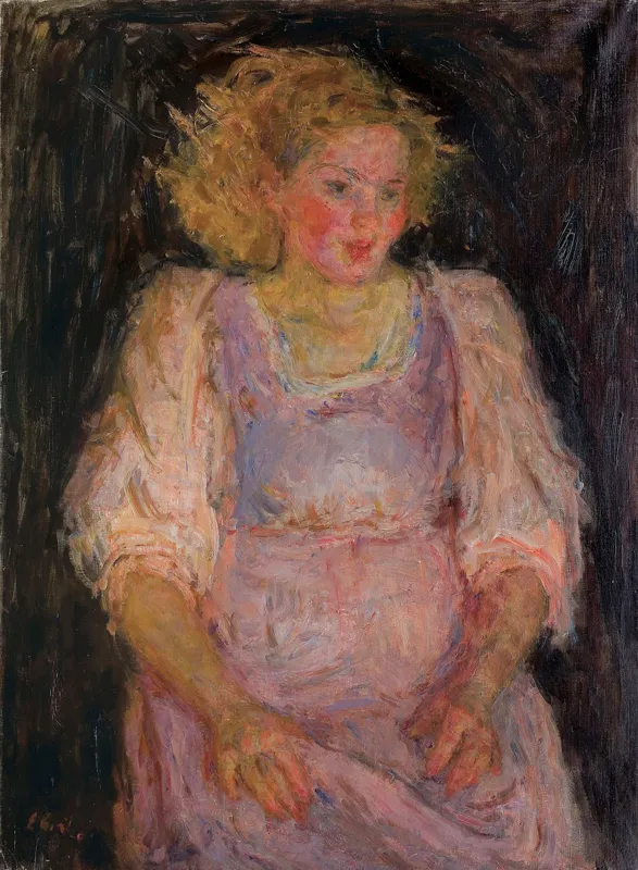 Eugeniusz Eibisch, DZIEWCZYNA W RÓŻOWEJ SUKNI, lata 30. XX w.