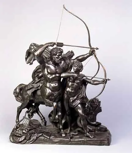 Autor nierozpoznany, Chiron uczący Achillesa strzelania z łuku