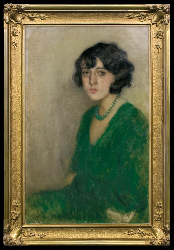 Alfons Karpiński, PORTRET PANI W ZIELONEJ SUKNI, 1929